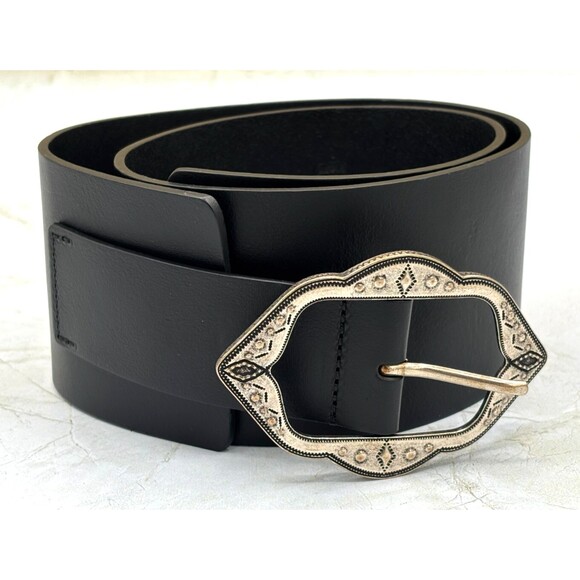 BA&SH Wide Cow Leather Belt Black Noir 1544-5144 Made in Italy US 29.5 Sm/Md EUC - Picture 10 of 16